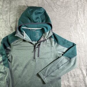 L.L. Bean Pullover Hoodie Active Top Half Zip Pocket Green Mens M REG
